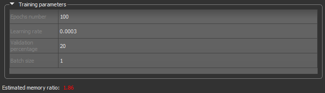 Training parameters
