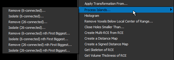 Process Islands sub-menu