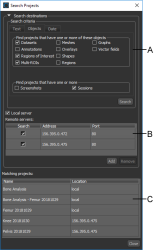 Search Projects dialog