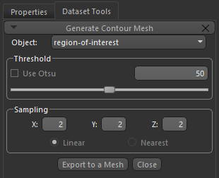 Generate Contour Mesh panel