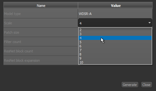 Click to enlarge. Model Generator dialog