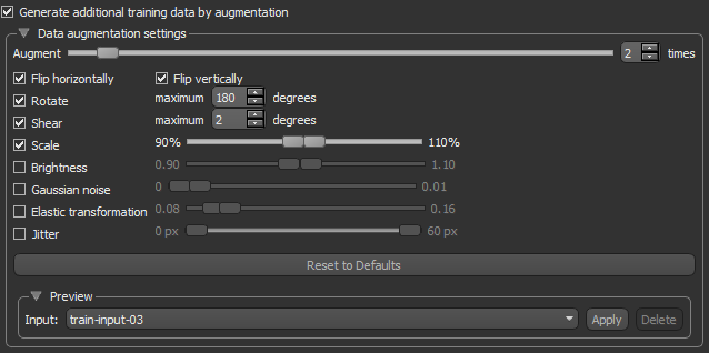 Data Augmentation settings