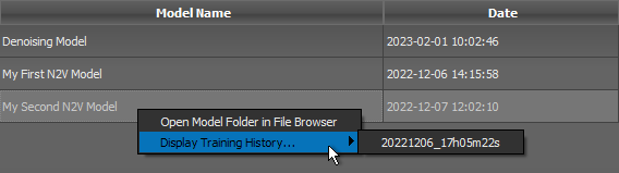 Model right-click menu