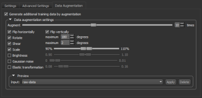 Data Augmentation tab