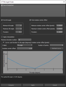 CT Tilt Angle Finder dialog