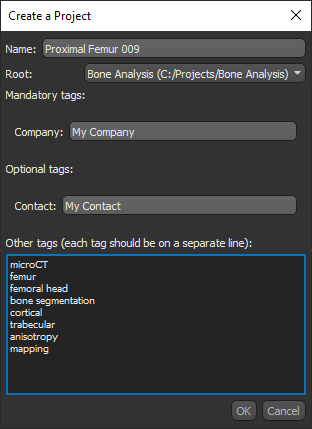Create a  Project dialog