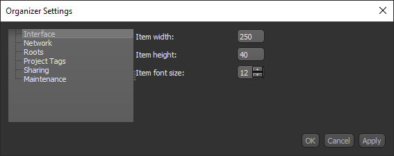 Interface settings