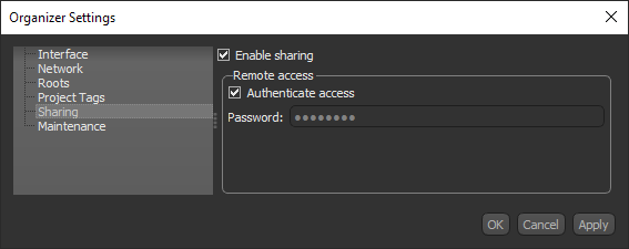 Sharing settings