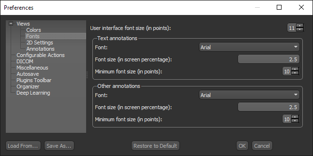 Fonts preferences