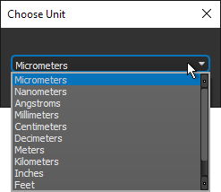 Choose Unit dialog
