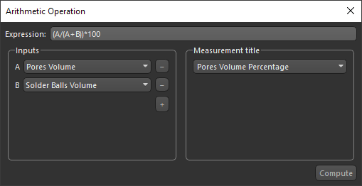 Arithmetic Operation dialog