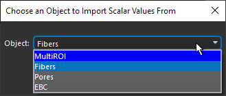Choose an Object to Import Scalar Values From dialog