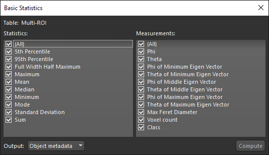 Basic Statistics dialog