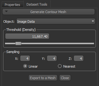 Generate Contour Mesh panel