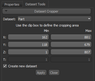 Dataset Cropper panel