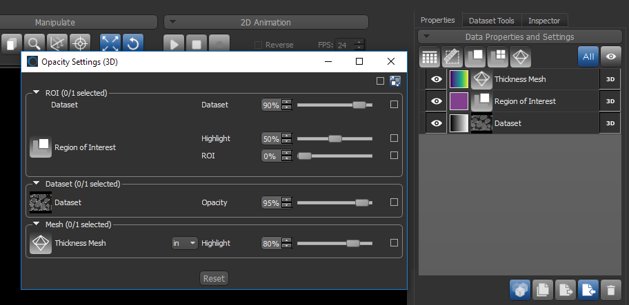 Opacity Settings dialog