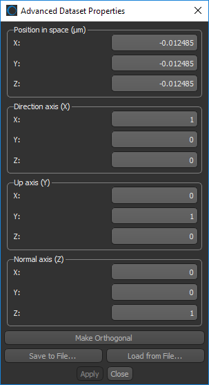 Advanced Dataset Properties dialog