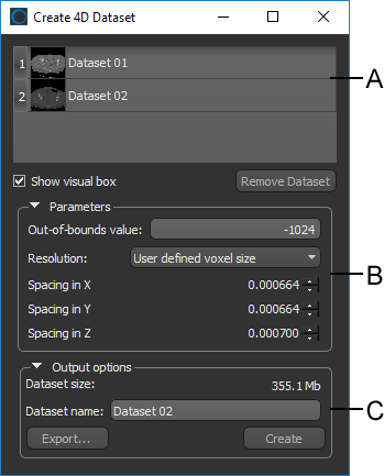 Create 4D Dataset dialog