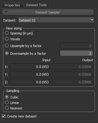 Dataset Sampler panel