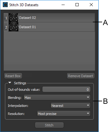 Merge Datasets dialog