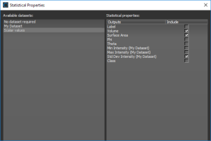 Statistical Properties dialog