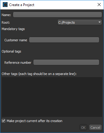 Create a Project dialog