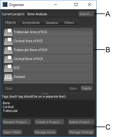 Organizer dialog