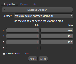 Dataset Cropper panel