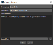 Contact Support dialog