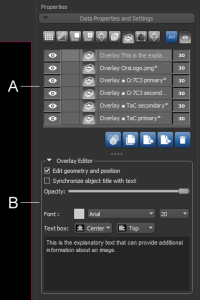 Overlay properties and settings