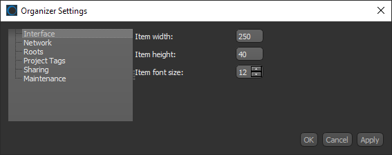 Interface settings