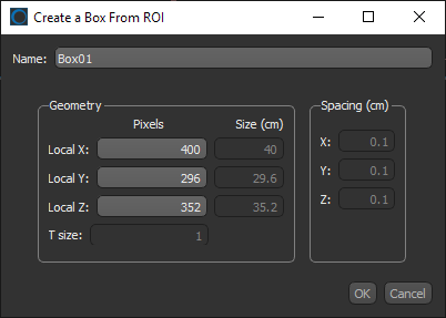 Create a Box from ROI dialog