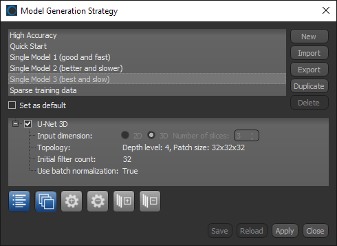 Model Generation Strategy dialog