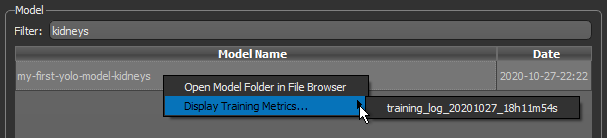Model right-click menu