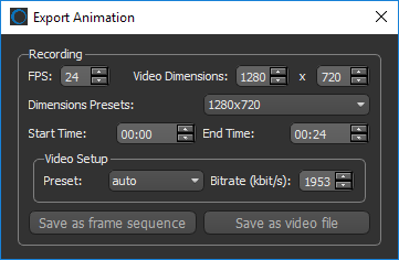 Export Animation dialog