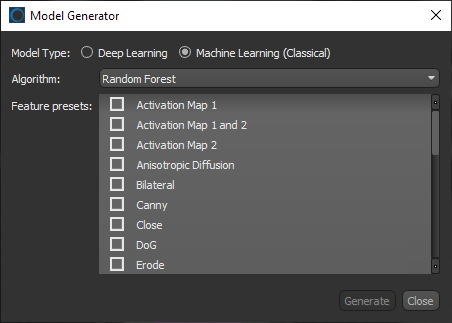 Model Generator dialog
