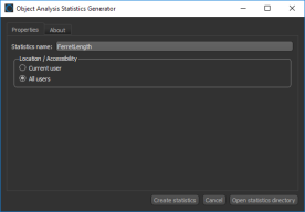 Object Analysis Statistics Generator dialog