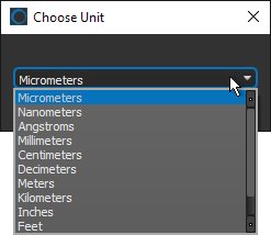Choose Unit dialog