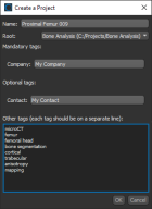 Create a  Project dialog