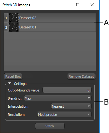 Merge Datasets dialog