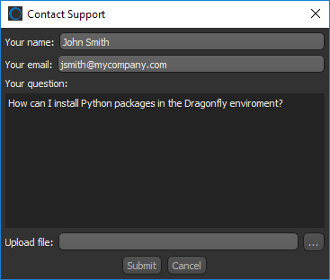 Contact Support dialog