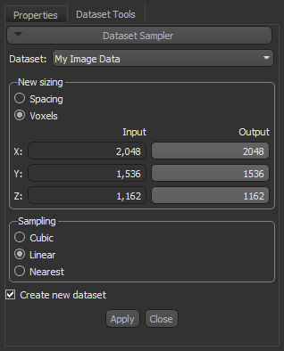 Dataset Sampler panel