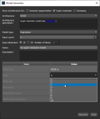 Model Generator dialog